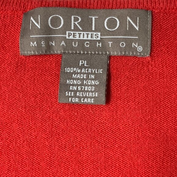 VTG Norton McNaughton So-Soft V-Neck Sweater PL/Petite Large Red 212E - Picture 5 of 6